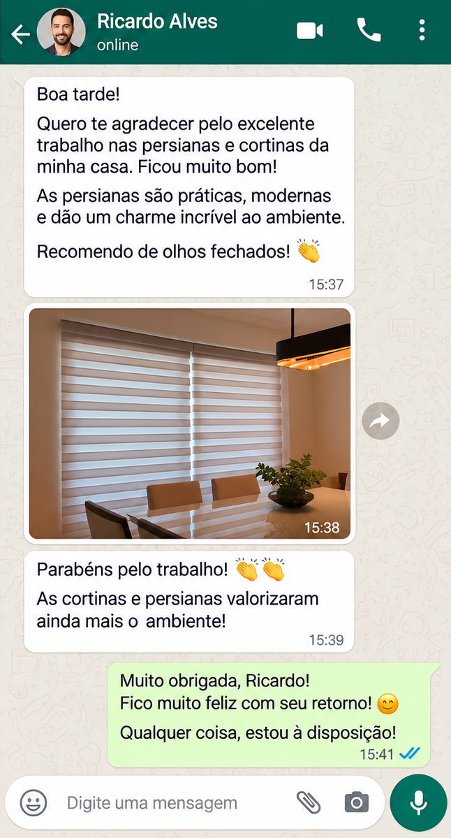 Conversa com Ricardo Alves sobre as cortinas e persianas